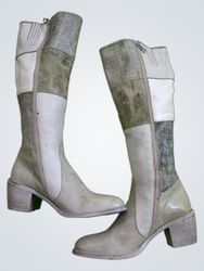 Women's White Leather Boots