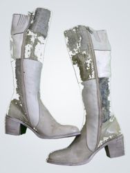 Women's White Leather Boots