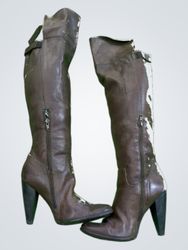 Brown Leather Knee-High Boots