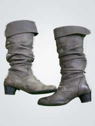 Gray Leather Boots