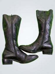 Black Leather Knee High Boots