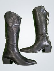 Black Leather Knee-High Boots