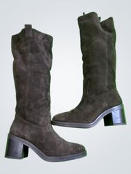 Zara Brown Suede Knee-High Boots