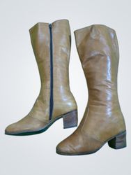 Unbranded Tan Leather Knee-High Boots