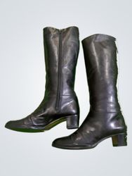 Black Leather Knee-High Boots
