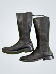 Black Leather Knee-High Boots