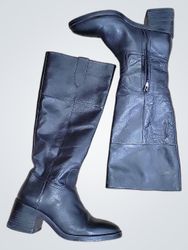 Black Leather Knee High Boots