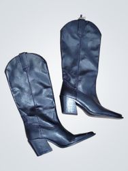 Black Leather Cowboy Boots