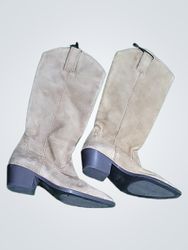 Zara Tan Suede Cowboy Boots