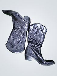Black Leather Cowboy Boots