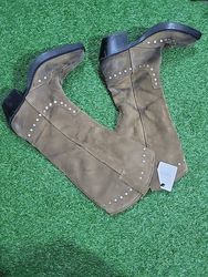 Brown Suede Boots with Studs