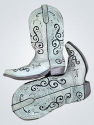 Rancho Boots Light Blue Embroidered Cowboy Boots