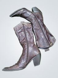 Brown Cowboy Boots with Zipper