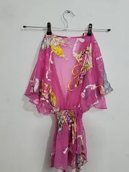 Pink Butterfly Print Kimono Cover-up