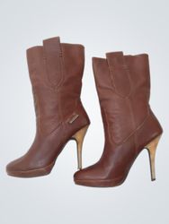 Brown Leather Heeled Boots
