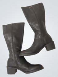 Black Leather Knee-High Boots