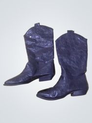 Black Embossed Cowboy Boots