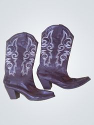 Brown Cowboy Boots with White Stitching