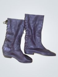 Dark Brown Leather Lace-Up Boots