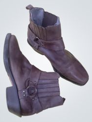 Brown Leather Harness Boots