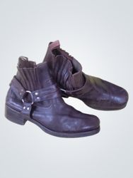 Dark Brown Leather Harness Boots