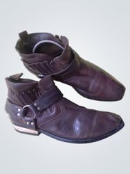 Brown Leather Boots with Buckle Detail