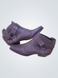 Brown Leather Harness Ankle Boots