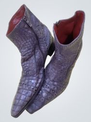 J&G Ghost Crocodile Embossed Zipper Boots