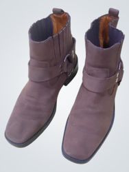 Brown Leather Boots with Buckle Detail