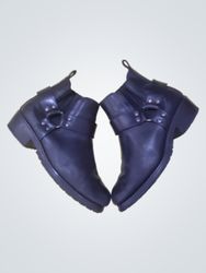 Black Leather Harness Boots