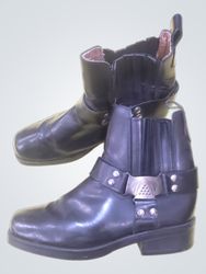 Black Leather Harness Boots