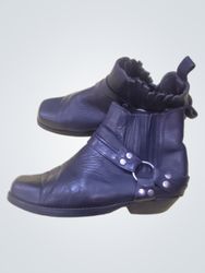 Black Leather Harness Boots
