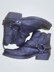 Black Leather Harness Boots