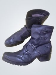Black Leather Buckle Boots