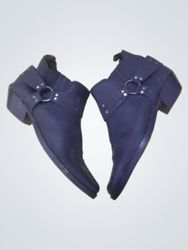 Spago Black Leather Harness Ankle Boots