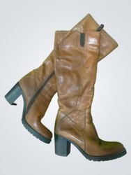 Brown Leather Knee-High Boots
