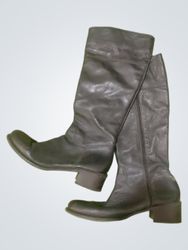 Dark Brown Leather Knee-High Boots