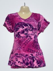 Pink and purple tie-dye graphic print t-shirt with..