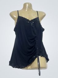 Cache Cache Black Lace Trim Cami Top
