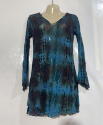 J.N.Y. JENNYFER Blue & Black Print Mesh Dress