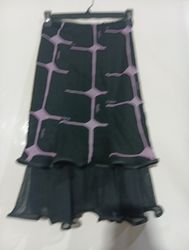Dark Green Skirt with Purple Geometric Pattern and..