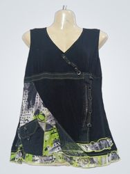 Cache Cache Black Sleeveless Graphic Print Tunic T..