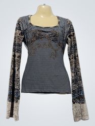 Save the Queen Long Sleeve Embellished Top