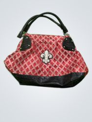 Red and Black Floral Handbag