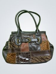 Brown Leather Patchwork Handbag