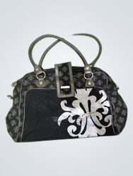 BagSoc Black Handbag with Gray Accents