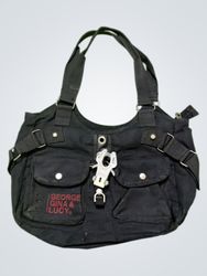 George Gina & Lucy Black Canvas Shoulder Bag