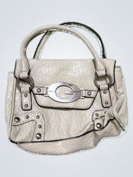 Guess Cream Pebbled Faux Leather Mini Handbag