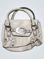 Guess Cream Pebbled Faux Leather Mini Handbag