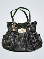 Black Leather Handbag with Silver Accents